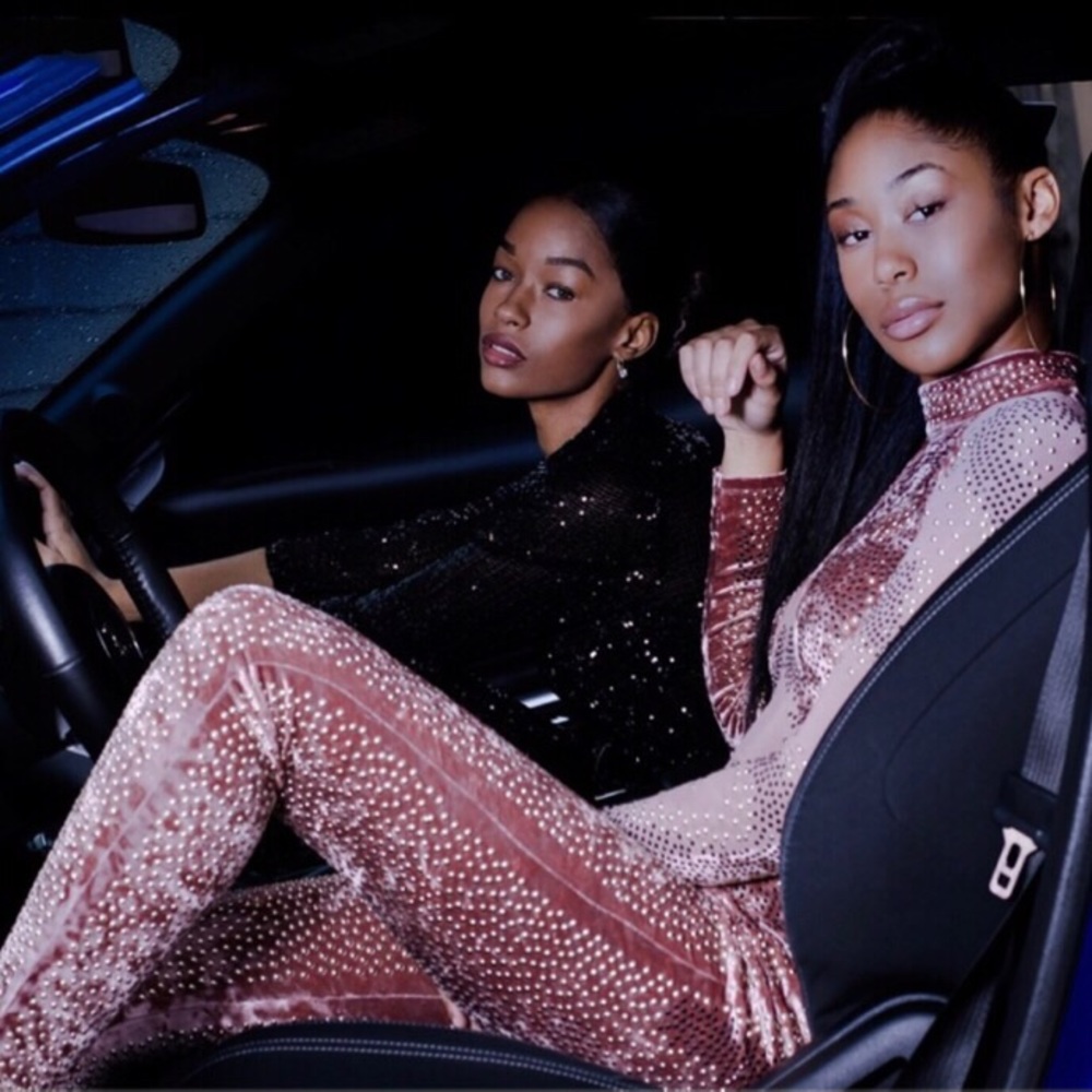 PINK STUDDED DETAIL JUMPSUIT